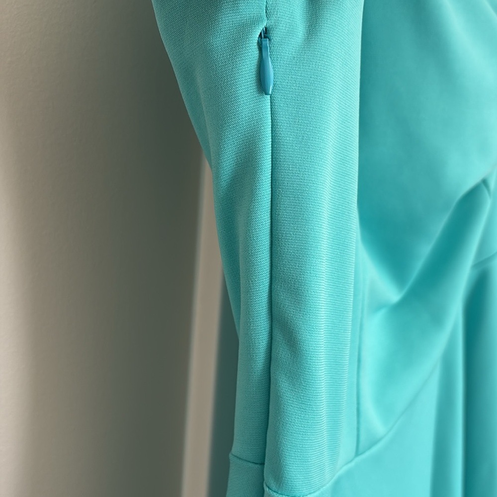 Teal one shoulder cocktail dress size m with pockets - Picture 3 of 8